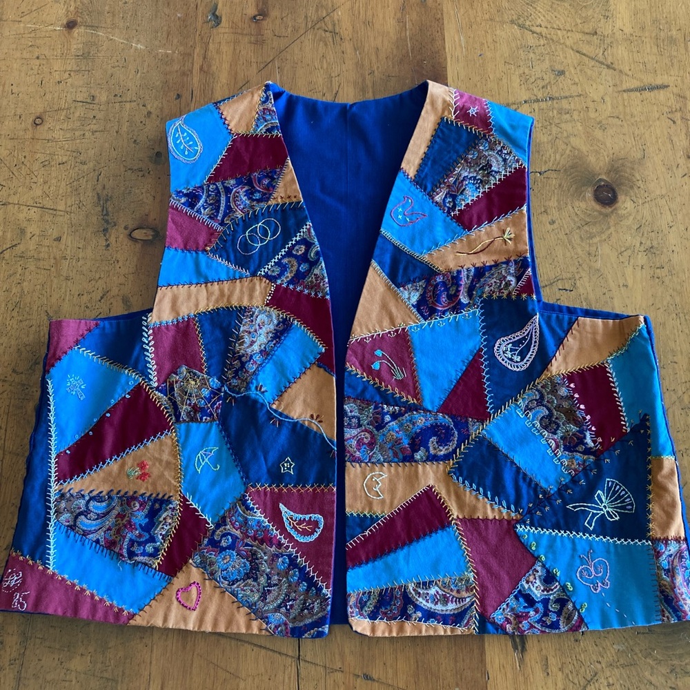 Vintage Women’s Handmade Crazy Quilt Vest Size XL